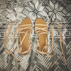 xoxo soft pink lace up sandals